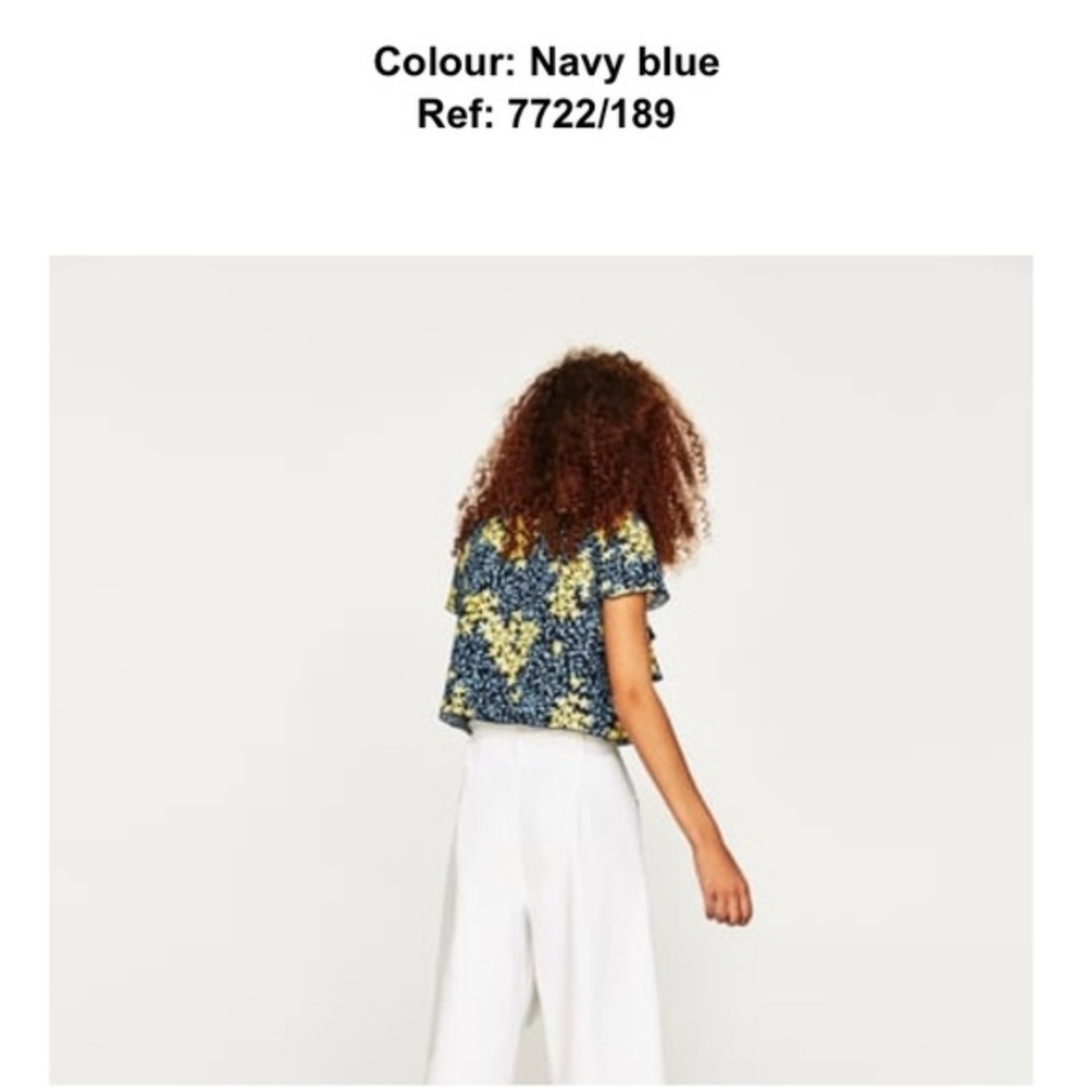 NEW Zara Short Sleeved Printed Top with Ruffle - Picture 3 of 4